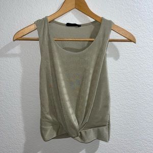 Formal green tank top with a twist tie in front